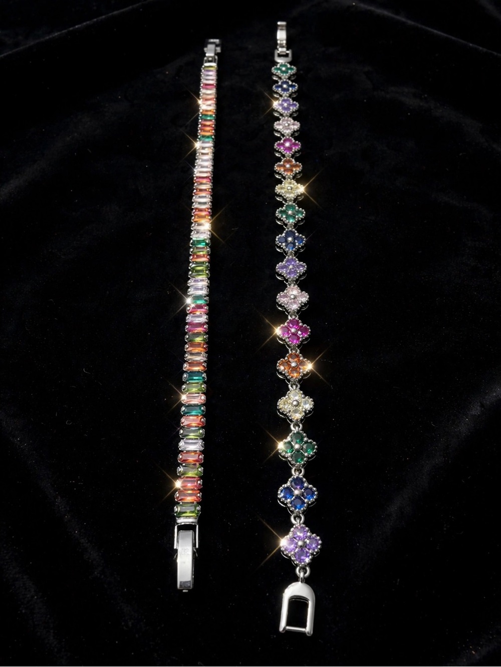 Multicolor Gemstone Tennis Bracelet Set - Women Jewelry